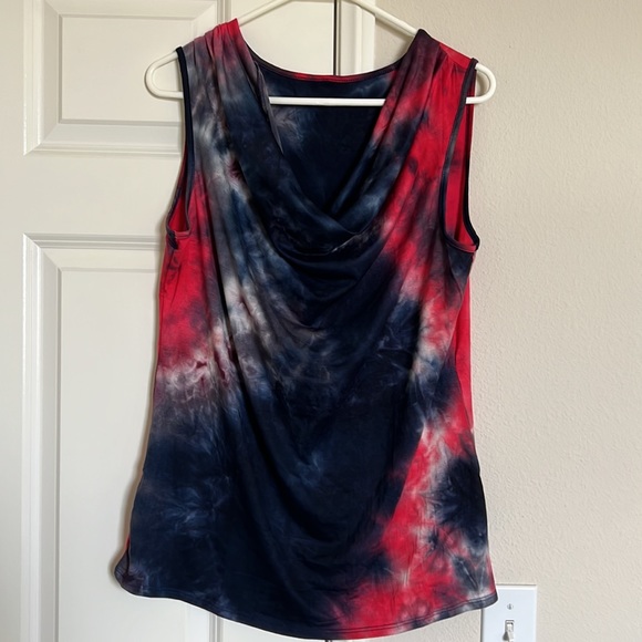 NWOT Amore All F. Y. brand Red White Blue Tie Dye Sleeveless Top  Size XL - Picture 2 of 5